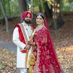 Wedding Photography in New Hyde Park, NY | The Glorious Memories Bride and groom posing together outdoors in traditional wedding attire, photographed by The Glorious Memories in New Hyde Park, NY.